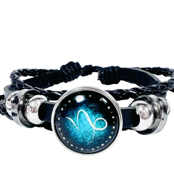 Capricornus Zodiac Leather Adjustable Bracelet Unisex Multilayer Horoscope New - Picture 3 of 5
